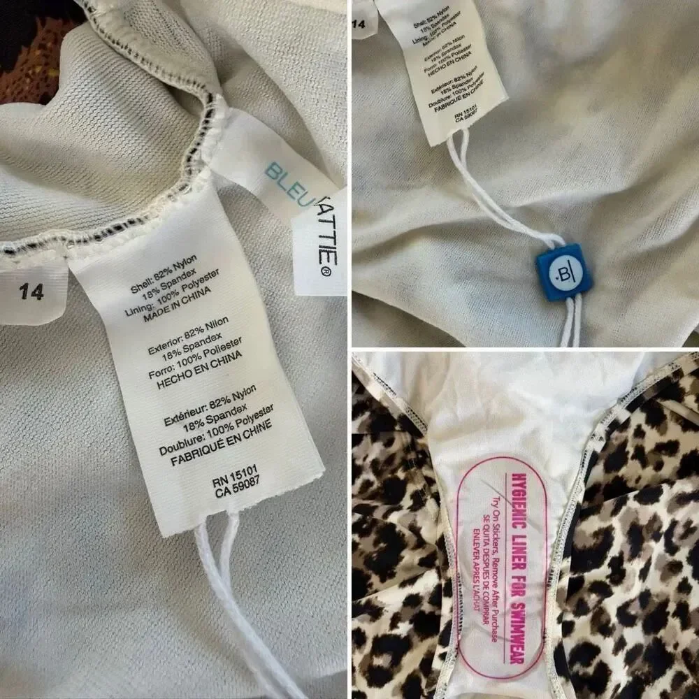BLEU Rod Beattie Skin Games Lace-Up One-Piece Swimsuit in Leopard Print Size 14